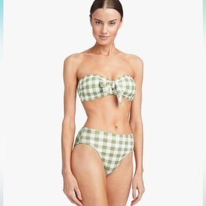 NEW ROBIN PICCONE 'Jemma Gingham Bandeau Bikini Top and Jemma High Waist bottom